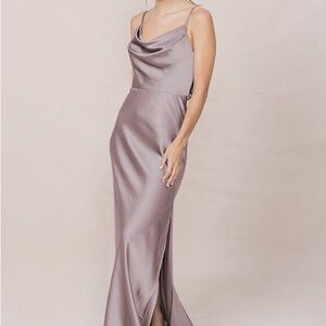 Revelry Nadia Bridesmaid Gown in Taupe